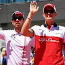 Sergio Perez (MEX) Force India and Marcus Ericsson (SWE) Alfa Romeo Sauber F1 Team on the drivers parade at Formula One World Championship, Rd9, Austrian Grand Prix, Race, Spielberg, Austria, Sunday 1 July 2018. © Mark Sutton/Sutton Images