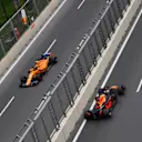 Stoffel Vandoorne (BEL) McLaren MCL33 and Daniel Ricciardo (AUS) Red Bull Racing RB14 at Formula One World Championship, Rd4, Azerbaijan Grand Prix, Qualifying, Baku City Circuit, Baku, Azerbaijan, Saturday 28 April 2018. © Jerry Andre/Sutton Images