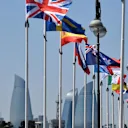 Flags at Formula One World Championship, Rd4, Azerbaijan Grand Prix, Preparations, Baku City Circuit, Baku, Azerbaijan, Thursday 26 April 2018. © Mark Sutton/Sutton Images