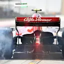 Charles Leclerc (MON) Alfa Romeo Sauber C37 burnout at Formula One World Championship, Rd2, Bahrain Grand Prix, Qualifying, Bahrain International Circuit, Sakhir, Bahrain, Saturday 7 April 2018. © Mark Sutton/Sutton Images