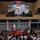 Podium celebrations at Formula One World Championship, Rd2, Bahrain Grand Prix, Race, Bahrain International Circuit, Sakhir, Bahrain, Sunday 8 April 2018. © Mark Sutton/Sutton Images