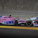 Sergio Perez (MEX) Force India VJM11 spins on lap one at Formula One World Championship, Rd2, Bahrain Grand Prix, Race, Bahrain International Circuit, Sakhir, Bahrain, Sunday 8 April 2018. © Simon Galloway/Sutton Images