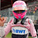 Esteban Ocon, Racing Point Force India F1 Team celebrates in parc ferme at Formula One World Championship, Rd13, Belgian Grand Prix, Qualifying, Spa Francorchamps, Belgium, Saturday 25 August 2018. © Steven Tee/LAT/Sutton Images