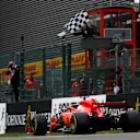 Race winner Sebastian Vettel, Ferrari SF71H takes the chequered flag at Formula One World Championship, Rd13, Belgian Grand Prix, Race, Spa Francorchamps, Belgium, Sunday 26 August 2018. © Andy Hone/LAT/Sutton Images