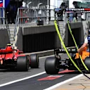 Fernando Alonso (ESP) McLaren MCL33 and Kimi Raikkonen (FIN) Ferrari SF-71H at Formula One World Championship, Rd10, British Grand Prix, Practice, Silverstone, England, Friday 6 July 2018. © Mark Sutton/Sutton Images