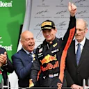 Max Verstappen (NED) Red Bull Racing celebrates on the podium at Formula One World Championship, Rd7, Canadian Grand Prix, Race, Montreal, Canada, Sunday10 June 2018. © Mark Sutton/Sutton Images