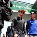 Stoffel Vandoorne (BEL) McLaren and Brendon Hartley (NZL) Scuderia Toro Rosso on the drivers parade at Formula One World Championship, Rd3, Chinese Grand Prix, Race, Shanghai, China, Sunday 15 April 2018. © Simon Galloway/Sutton Images