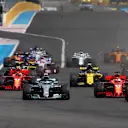 Lewis Hamilton (GBR) Mercedes-AMG F1 W09 EQ Power+ leads Valtteri Bottas (FIN) Mercedes-AMG F1 W09 EQ Power+ and Sebastian Vettel (GER) Ferrari SF-71H at the start of the race at Formula One World Championship, Rd8, French Grand Prix, Race, Paul Ricard, France, Sunday 24 June 2018. © Glenn Dunbar/LAT/Sutton Images