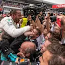 Lewis Hamilton (GBR) Mercedes-AMG F1 celebrates with team in parc ferme at Formula One World Championship, Rd11, German Grand Prix, Race, Hockenheim, Germany, Sunday 22 July 2018. © Manuel Goria/Sutton Images