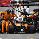 Stoffel Vandoorne (BEL) McLaren MCL33 pit stop at Formula One World Championship, Rd11, German Grand Prix, Race, Hockenheim, Germany, Sunday 22 July 2018. © Mark Sutton/Sutton Images