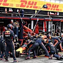 Max Verstappen (NED) Red Bull Racing RB14 pit stop at Formula One World Championship, Rd11, German Grand Prix, Race, Hockenheim, Germany, Sunday 22 July 2018. © Mark Sutton/Sutton Images
