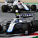 SPIELBERG, AUSTRIA - JULY 12: Nicholas Latifi of Canada driving the (6) Williams Racing FW43 Mercedes leads George Russell of Great Britain driving the (63) Williams Racing FW43 Mercedes  during the Formula One Grand Prix of Styria at Red Bull Ring on July 12, 2020 in Spielberg, Austria. (Photo by Clive Mason - Formula 1/Formula 1 via Getty Images)