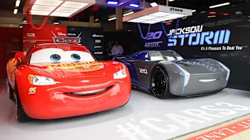 Cars 3 garage at Formula One World Championship, Rd10, British Grand Prix, Practice, Silverstone,