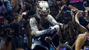 Race winner Lewis Hamilton (GBR) Mercedes AMG F1 celebrates in parc ferme at Formula One World