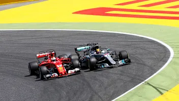 Sebastian Vettel (GER) Ferrari SF70-H and Lewis Hamilton (GBR) Mercedes-Benz F1 W08 Hybrid battle