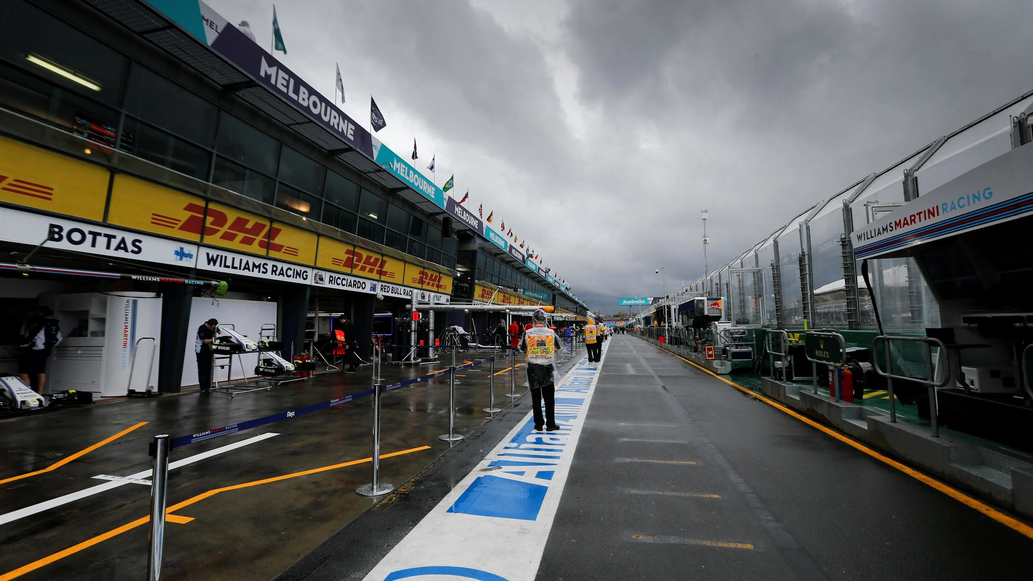 Clouds over pit lane at Formula One World Championship, Rd1, Australian Grand Prix, Practice, Albert Park, Melbourne, Australia, Friday 18 March 2016. &copy; Sutton Motorsport Images