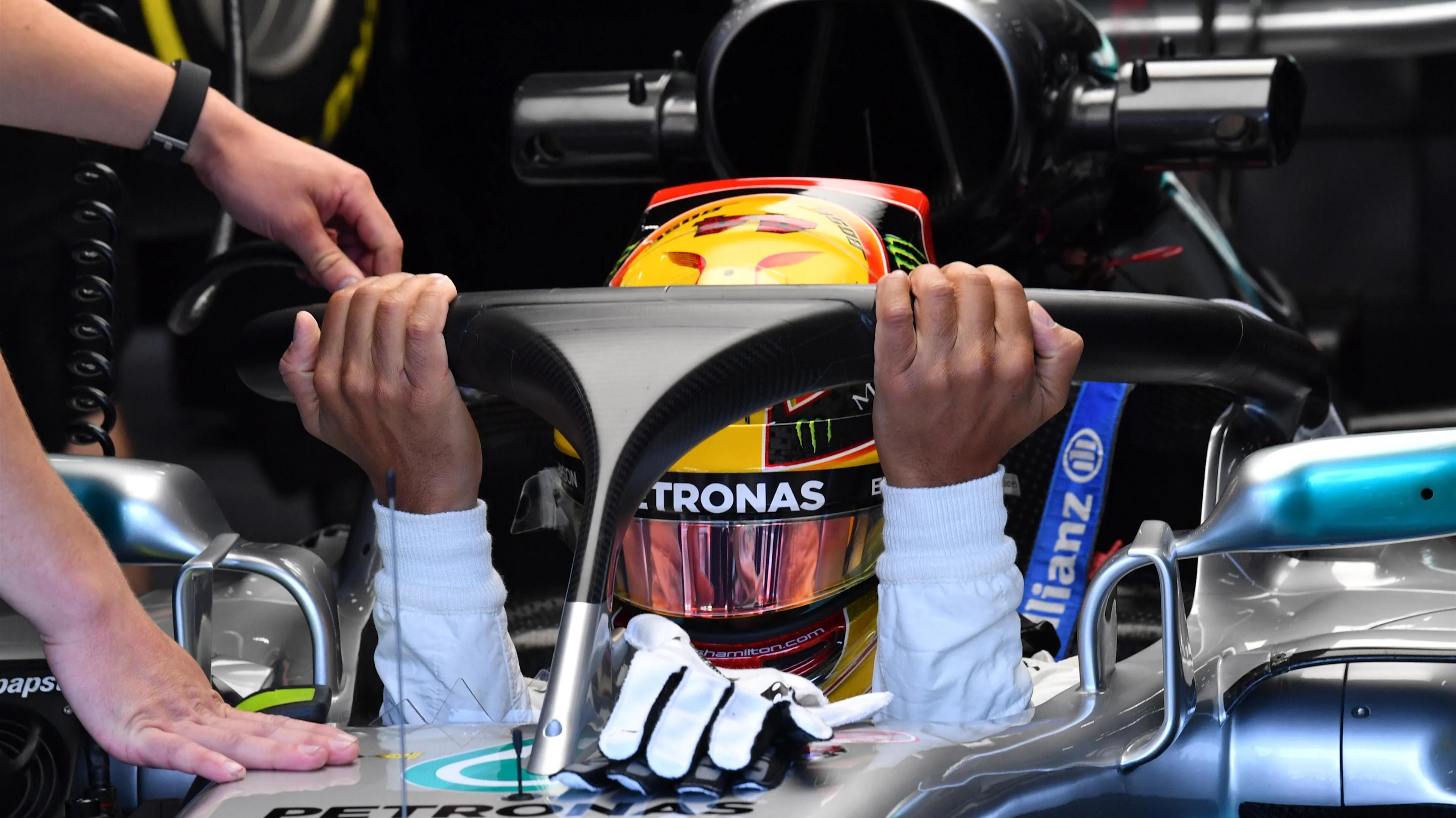 Lewis Hamilton (GBR) Mercedes-Benz F1 W08 Hybrid and halo at Formula One World Championship, Rd12, Belgian Grand Prix, Practice, Spa Francorchamps, Belgium, Friday 25 August 2017. © Sutton Images