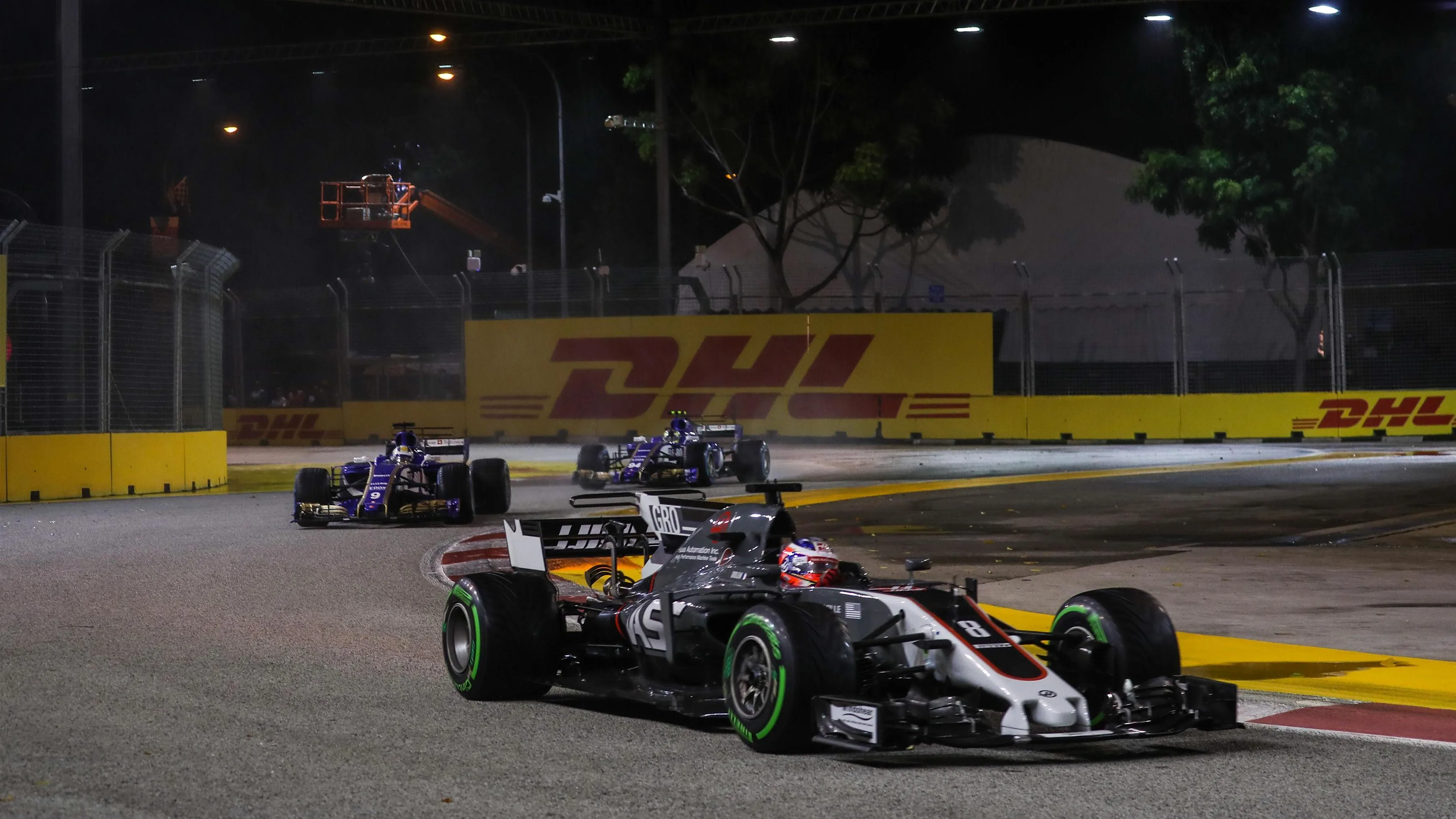 Romain Grosjean (FRA) Haas VF-17 at Formula One World Championship, Rd14, Singapore Grand Prix, Race, Marina Bay Street Circuit, Singapore, Sunday 17 September 2017. © Sutton Images