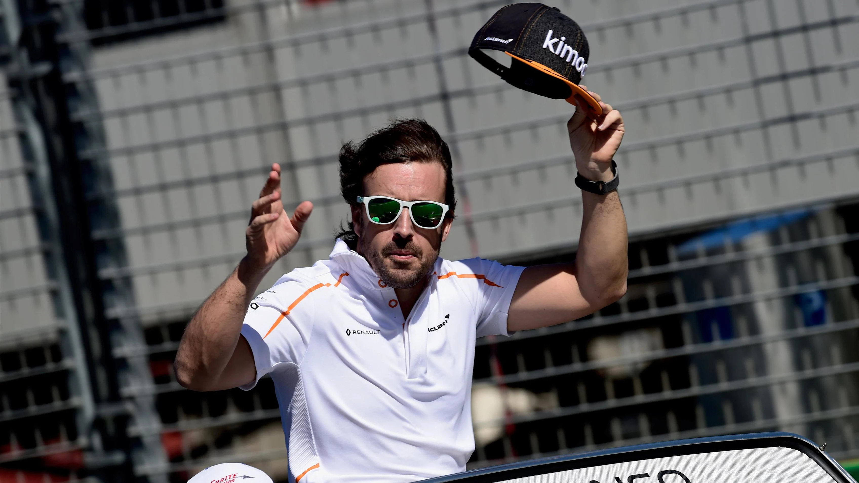 Fernando Alonso (ESP) McLaren on the drivers parade at Formula One World Championship, Rd1,