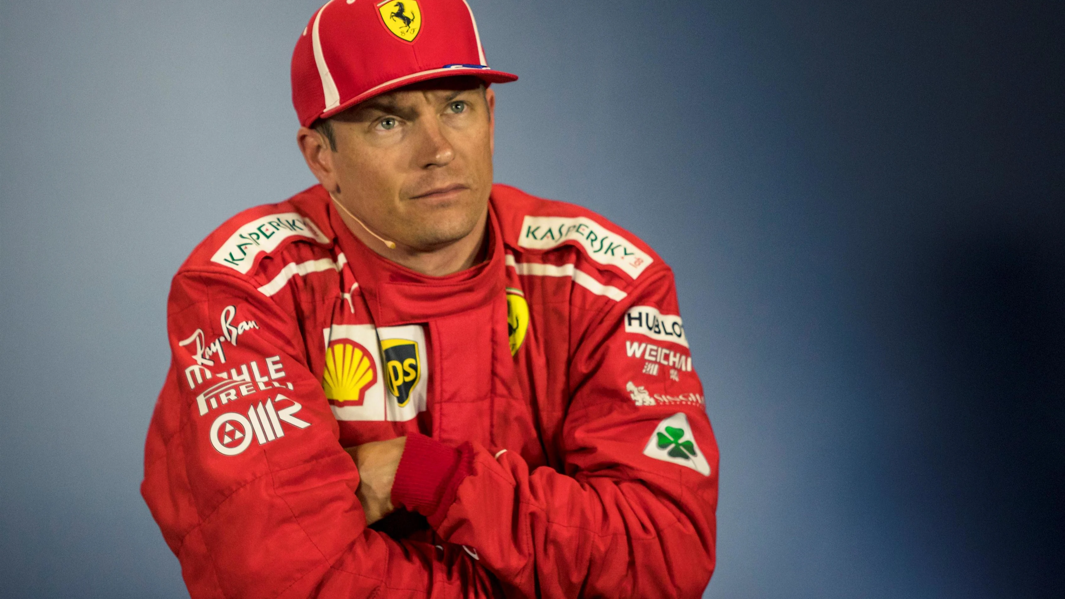 Kimi Raikkonen (FIN) Ferrari in the Press Conference at Formula One World Championship, Rd10,