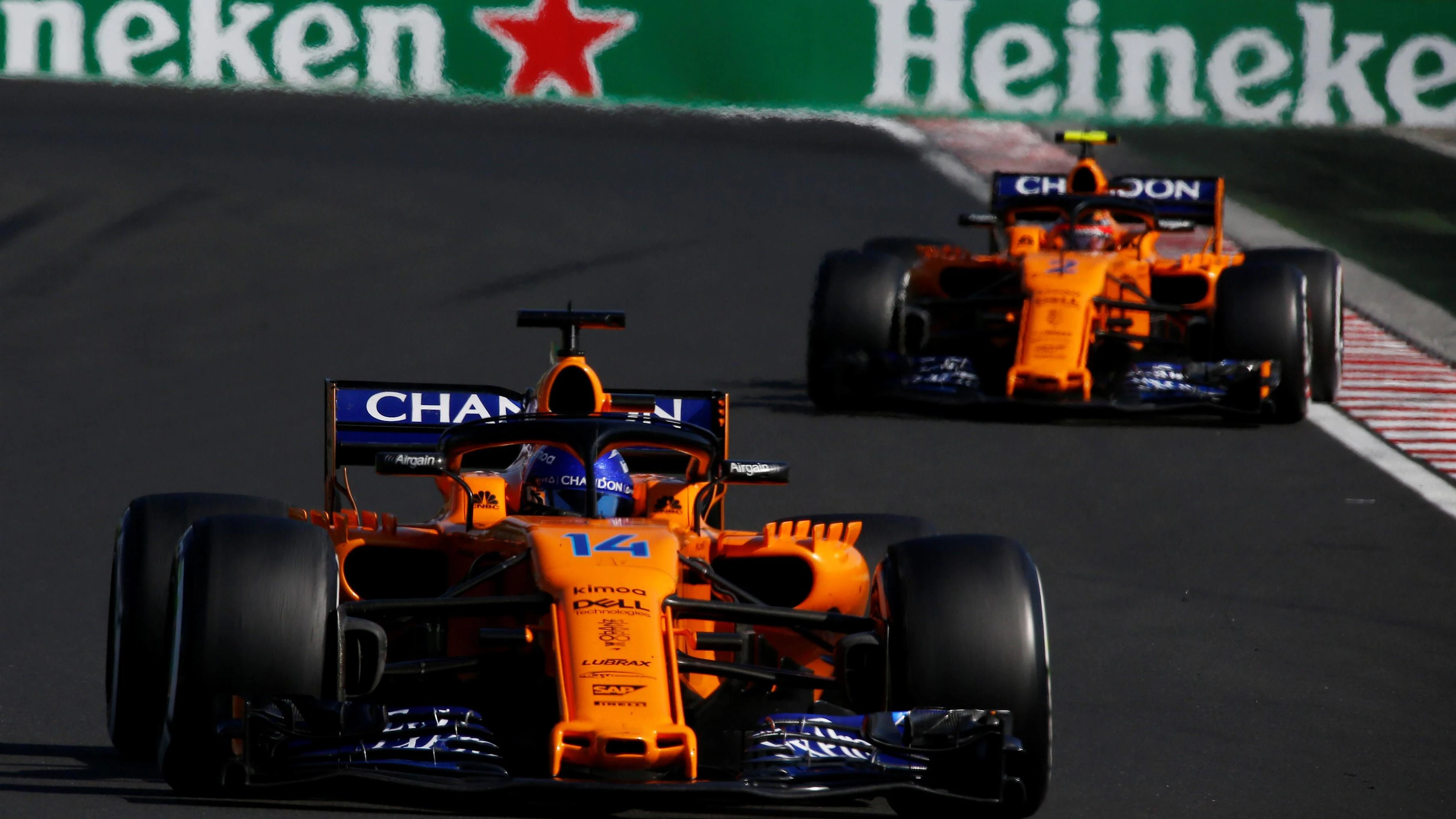 Fernando Alonso (ESP) McLaren MCL33 and Stoffel Vandoorne (BEL) McLaren MCL33 at Formula One World Championship, Rd12, Hungarian Grand Prix, Race, Hungaroring, Hungary, Sunday 29 July 2018. © Manuel Goria/Sutton Images