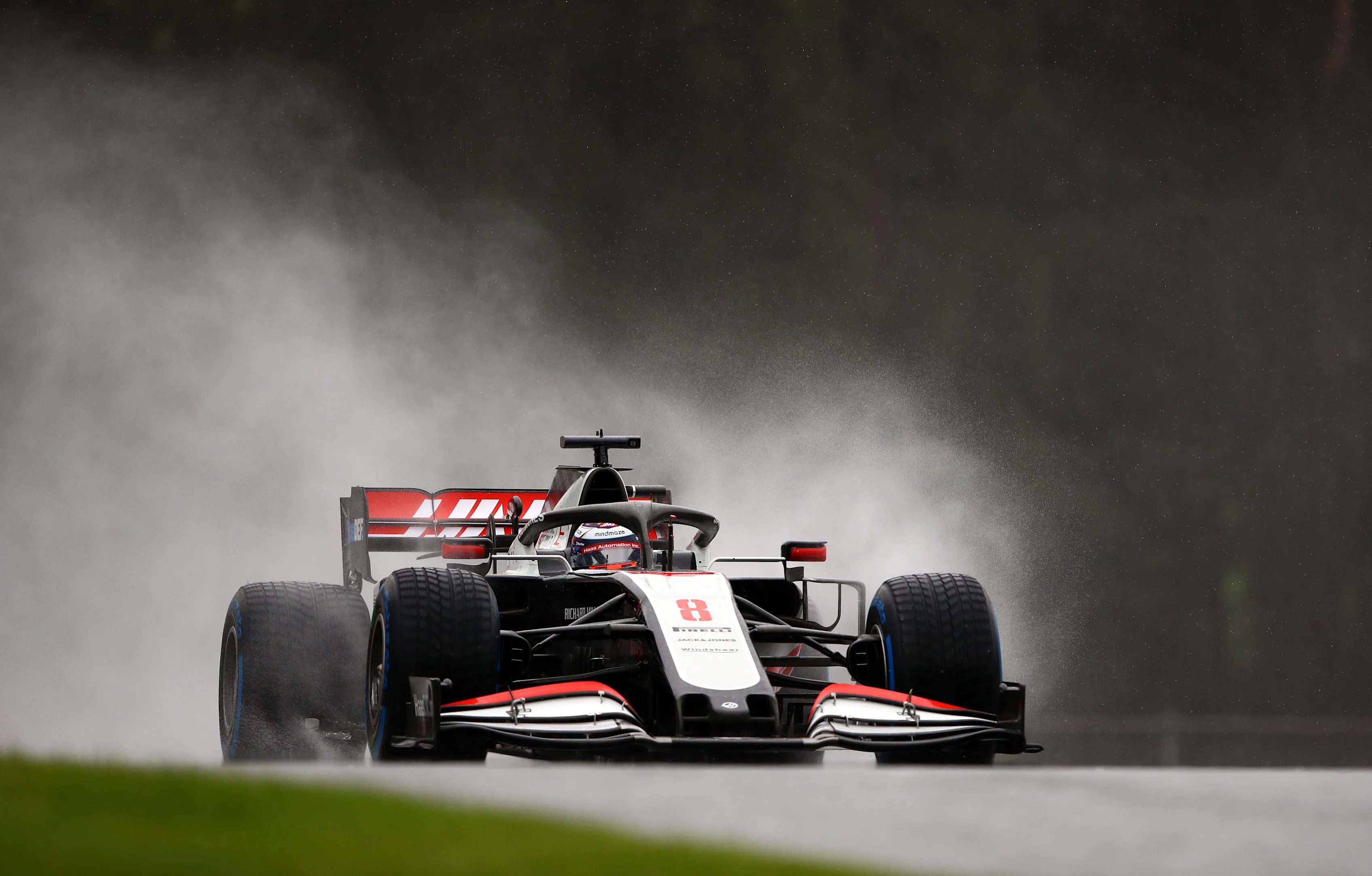 SPIELBERG, AUSTRIA - JULY 11: Romain Grosjean of France driving the (8) Haas F1 Team VF-20 Ferrari on track  during qualifying for the Formula One Grand Prix of Styria at Red Bull Ring on July 11, 2020 in Spielberg, Austria. (Photo by Bryn Lennon/Getty Images)