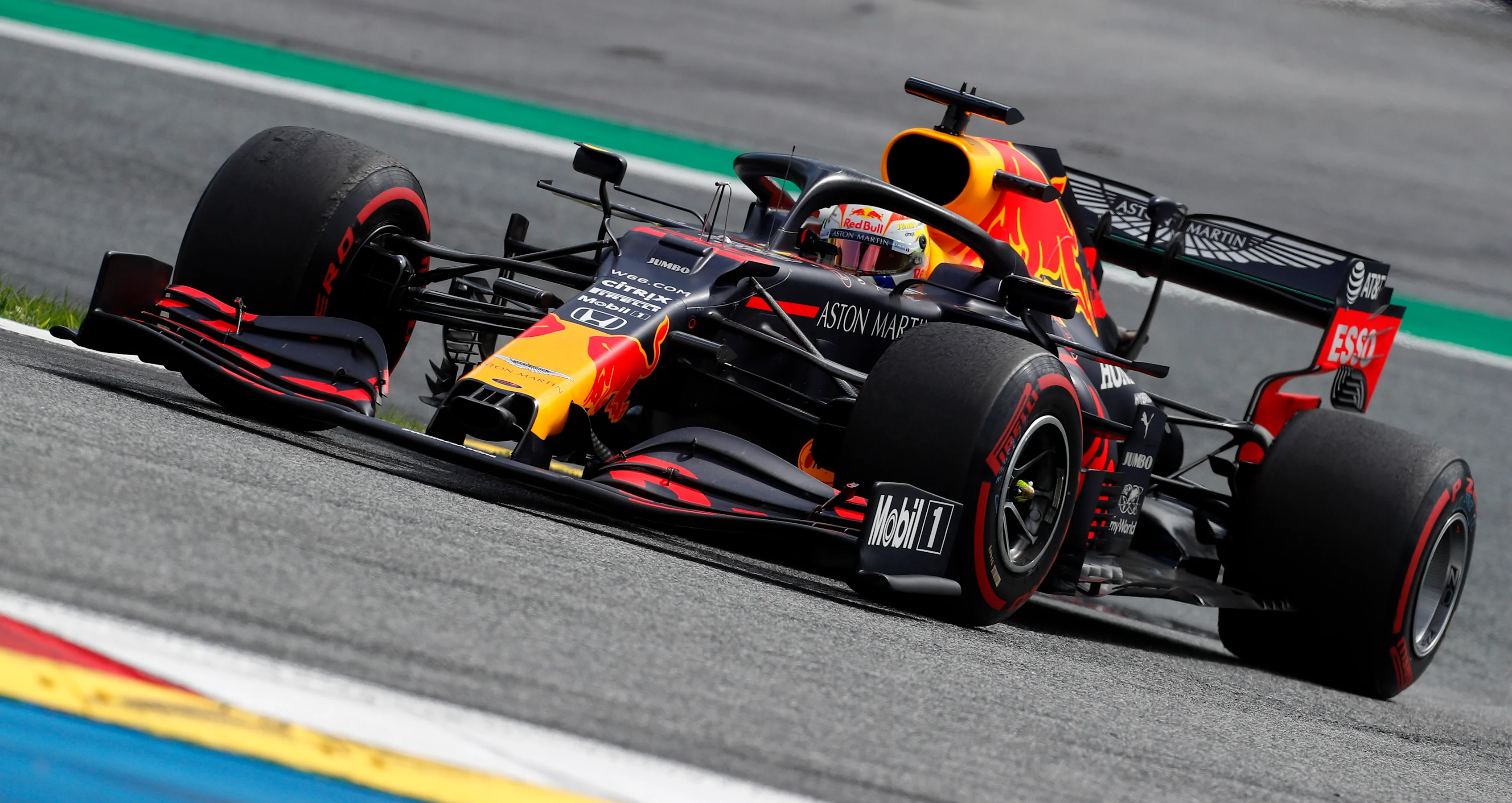 SPIELBERG, AUSTRIA - JULY 12: Max Verstappen of the Netherlands driving the (33) Aston Martin Red Bull Racing RB16 on track during the Formula One Grand Prix of Styria at Red Bull Ring on July 12, 2020 in Spielberg, Austria. (Photo by Darko Bandic/Pool via Getty Images)