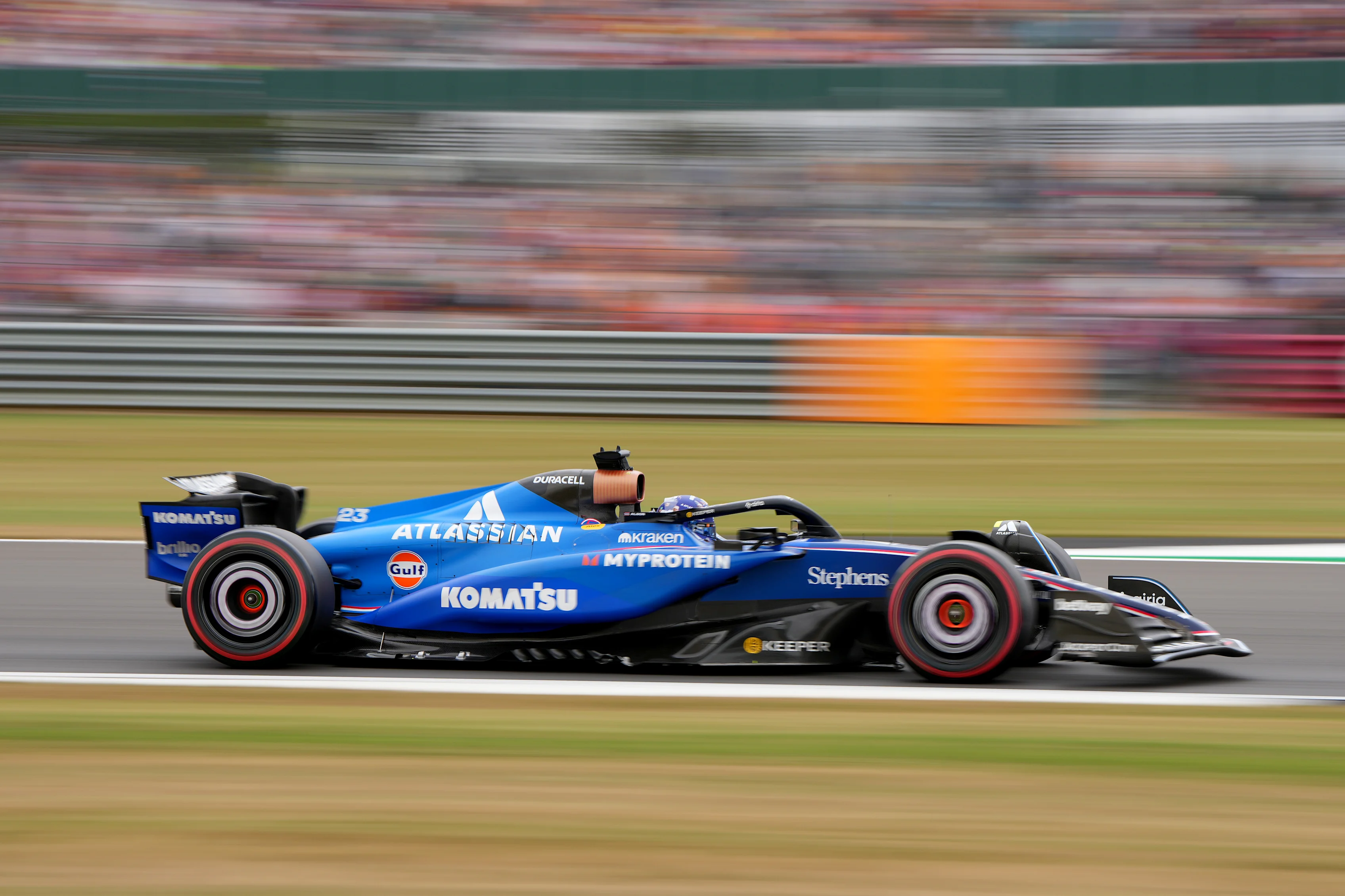 NORTHAMPTON, ENGLAND - JULY 05: Alexander Albon of Thailand driving the (23) Williams FW47 Mercedes