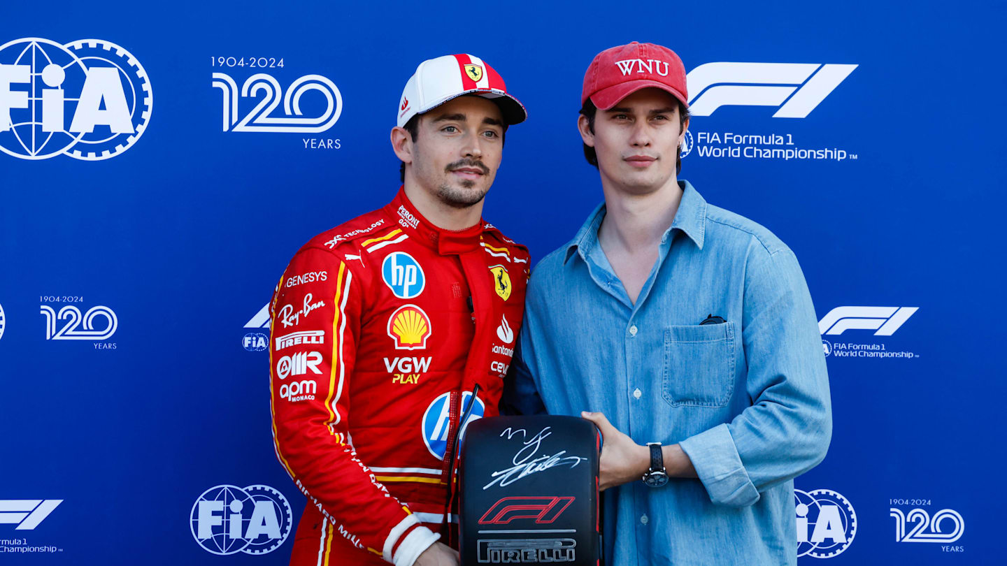 CIRCUIT DE MONACO, MONACO - MAY 25: Pole man Charles Leclerc, Scuderia Ferrari, receives his