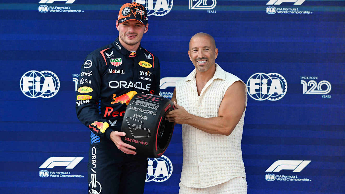 RED BULL RING, AUSTRIA - JUNE 29: Pole man Max Verstappen, Red Bull Racing, receives his Pirelli