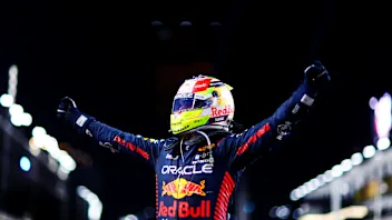 JEDDAH, SAUDI ARABIA - MARCH 19: Race winner Sergio Perez of Mexico and Oracle Red Bull Racing