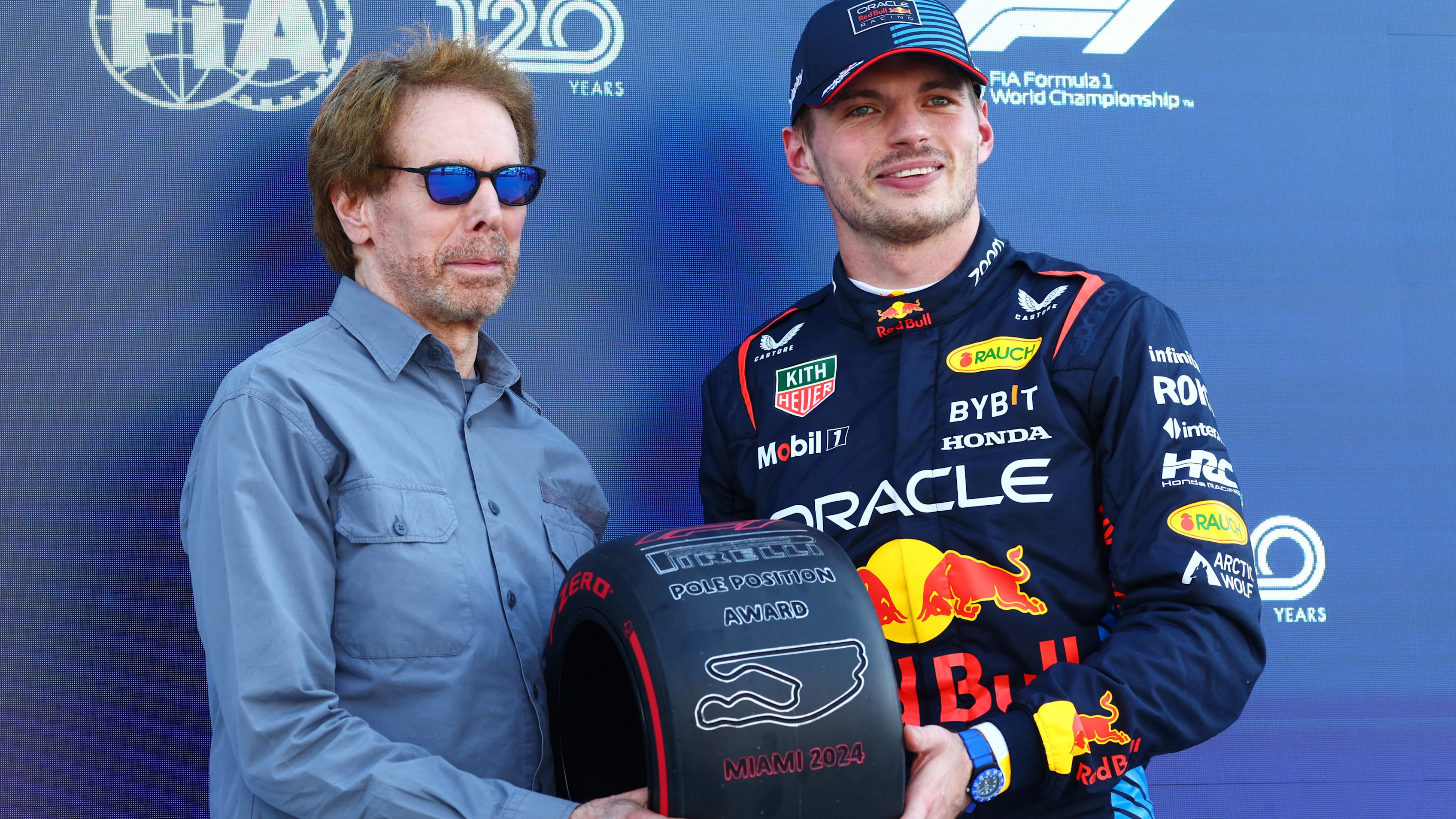 MIAMI, FLORIDA - MAY 04: Pole position qualifier Max Verstappen of the Netherlands and Oracle Red